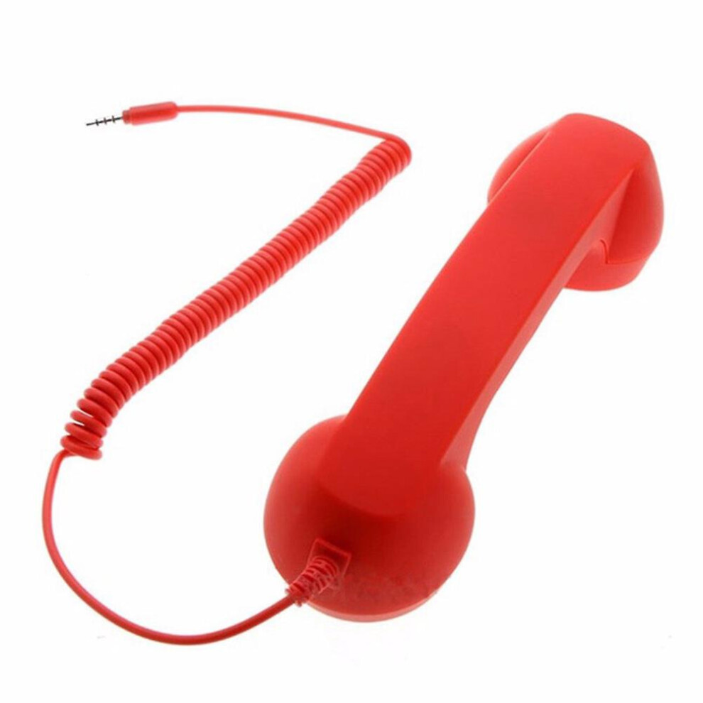 (Red) Fiauli 3.5Mm Retro Mobile Phone Cellphone Receiver Telephone Handset With Microphone Red 8795863652351