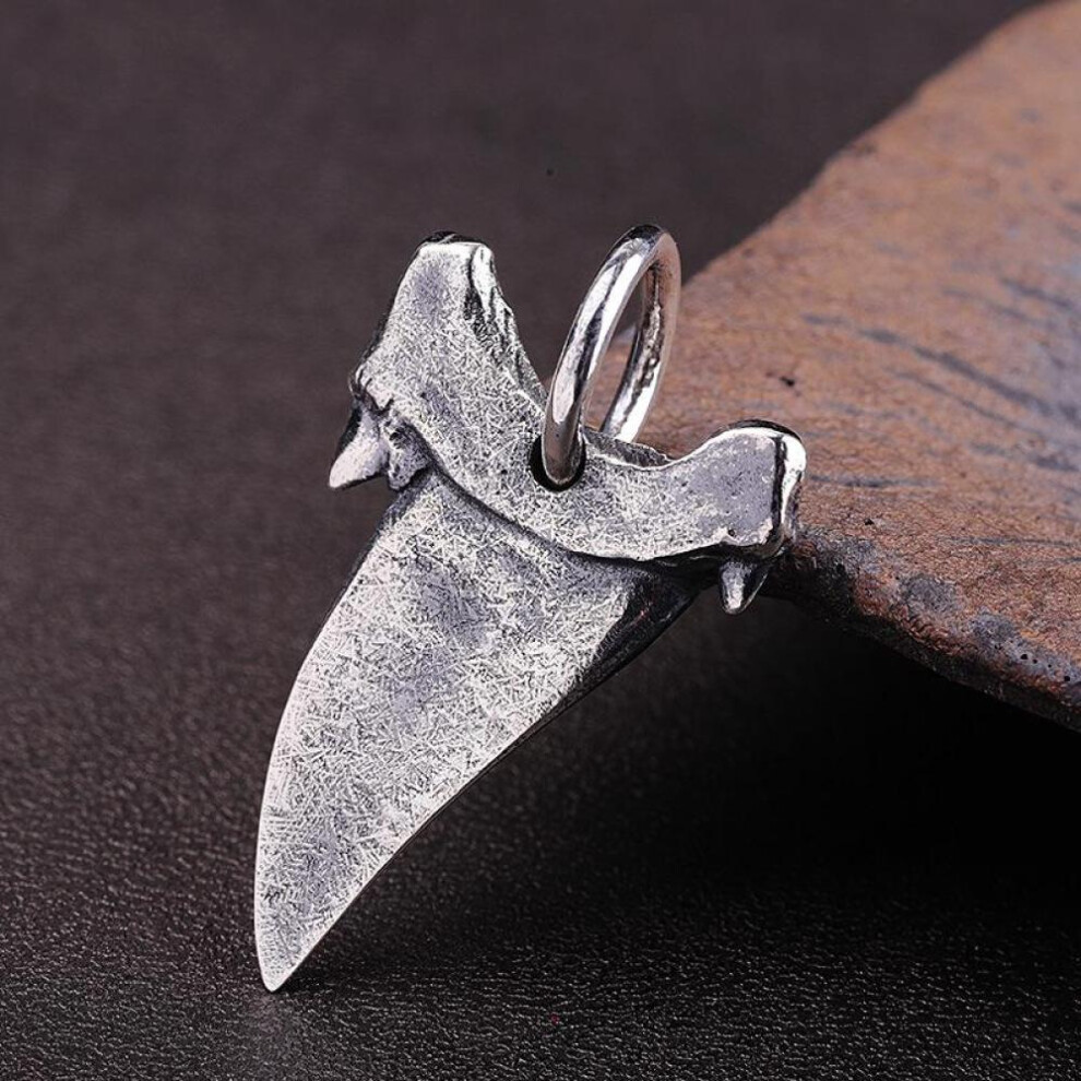 Real Silver Vintage Shark Tooth Necklace Pendant Man S925 Sterling Silver  Chain Pendant Jewelry Gift