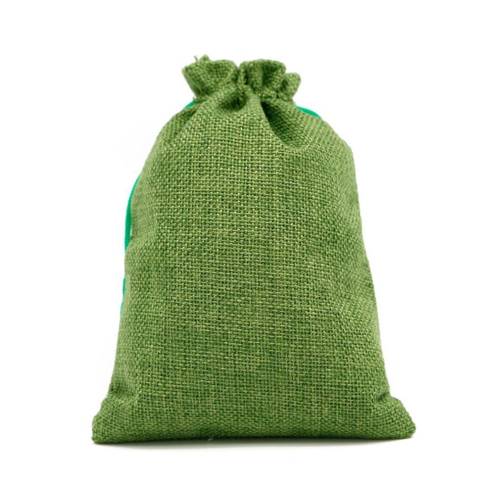 (green, 10x14cm) 5pcs Drawstring Natural Burlap Bag Jute Gift Bags Packaging Wedding Bags
