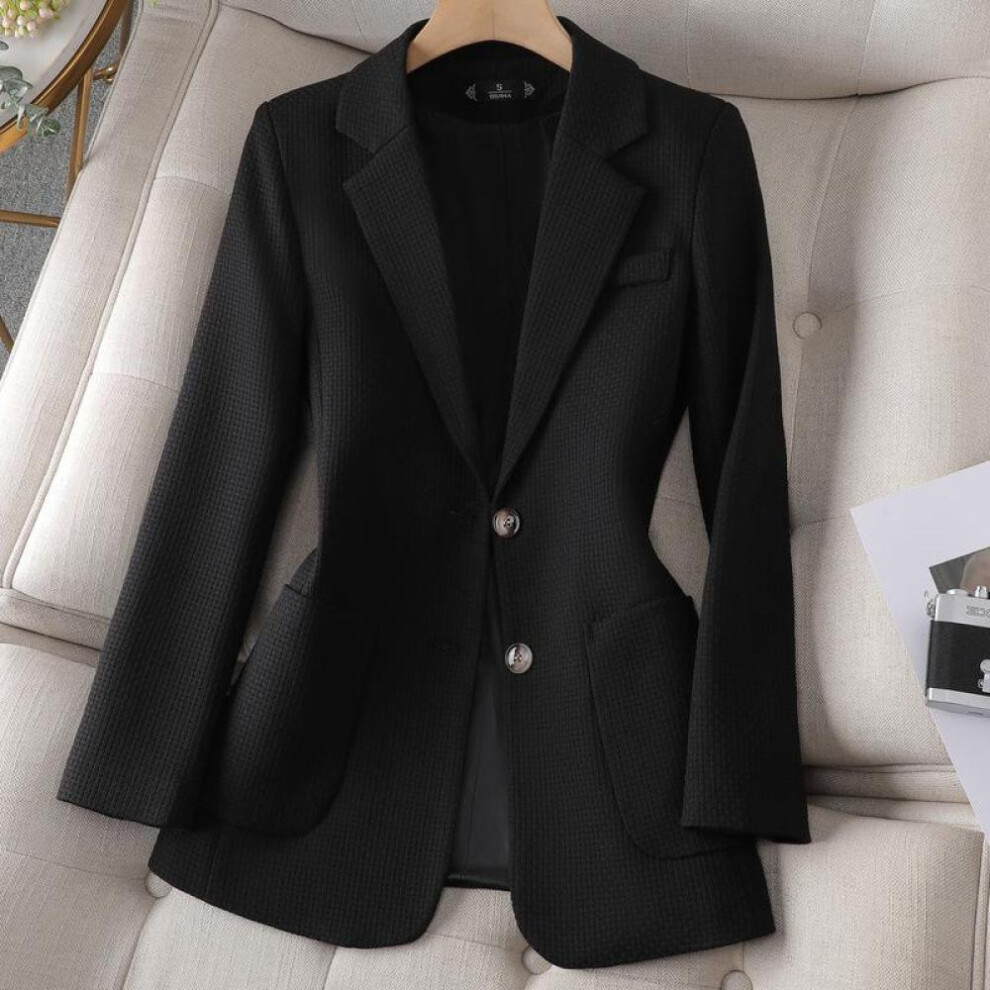 (black, 3XL) Long Sleeve Autumn Winter Women Blazer Jacket Ladies Black Green Single Breasted Female Business Work Wear Formale Coat
