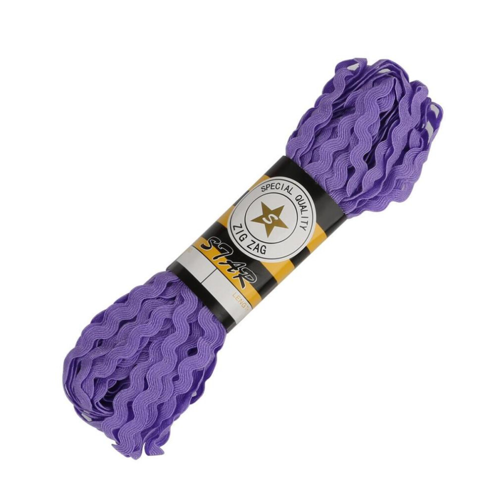 (light purple) 15 Yards Multicolor Terylene Ribbon Ric Rac Zig Zag Lace Ribbon For Apparel Clothing Accessories Diy Patchwork Craft