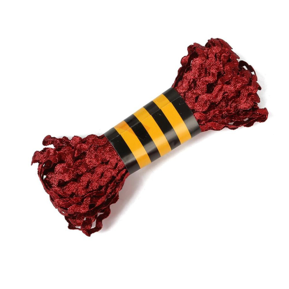 (red-brown) 15 Yards Multicolor Terylene Ribbon Ric Rac Zig Zag Lace Ribbon For Apparel Clothing Accessories Diy Patchwork Craft