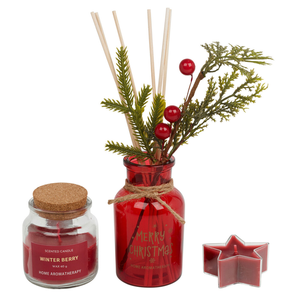 (Winter Berry) 100ml Reed Perfume Diffuser Scented Candle Aromatherapy Gift Box Set