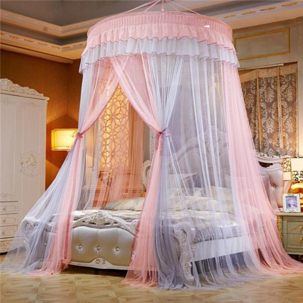 (pink,gray, 2.2m (7.2 feet) bed) Elgant Canopy Mosquito Net Hanging Bed Curtain Encryption Insect Nets Lace Princess Bed Nets European Style Romantic Baby Canopy Summer Bedspread