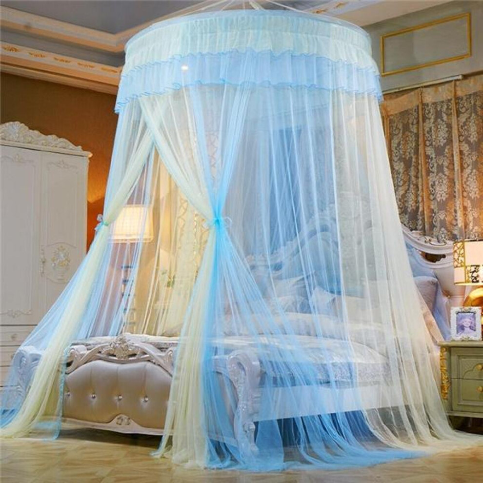 (yellow,blue, 2.2m (7.2 feet) bed) Elgant Canopy Mosquito Net Hanging Bed Curtain Encryption Insect Nets Lace Princess Bed Nets European Style Romantic Baby Canopy Summer Bedspread