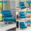 Homcom HOMCOM Single Folding 5 Position Convertible Guest Sleeper Chair Bed, Blue 7