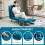 Homcom HOMCOM Single Folding 5 Position Convertible Guest Sleeper Chair Bed, Blue 5