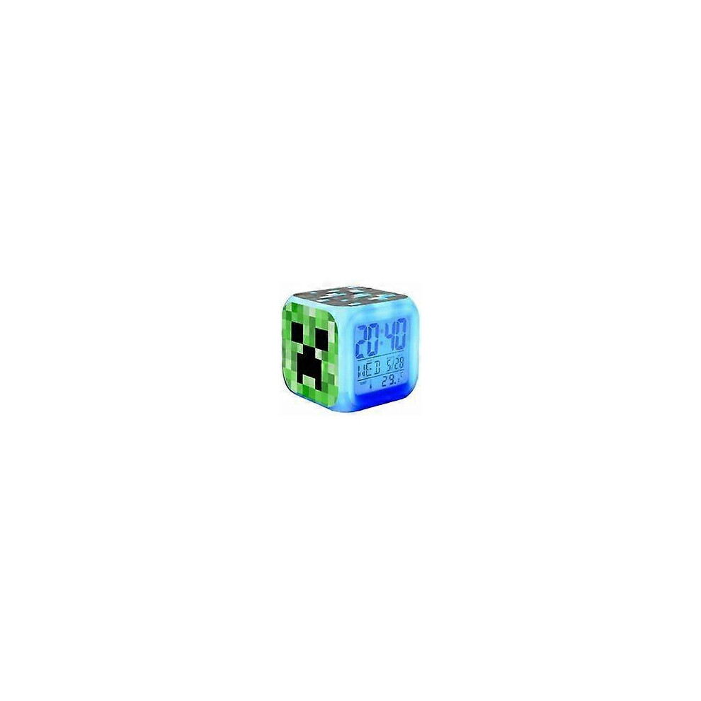 TCGG-Minecraft bunter Quartett-Wecker mit Farbwechsel, LED-Nachtlicht, Geburtstagsgeschenk, Weihnachtsgeschenk, 1 Blau-image-OPC-PFVJ6Y2-NEW