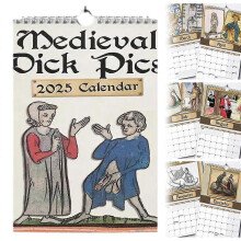 Medieval Dick Pics 2025 Calendar, Strange Medieval Dick Wall Calendars 2025 Funny Gift