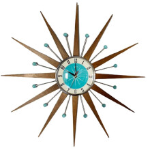 (one size, A) Vintage Mid Century Clock Battery Operated For Living Room Decoration