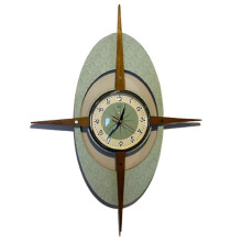 (one size, C) Vintage Mid Century Clock Battery Operated For Living Room Decoration