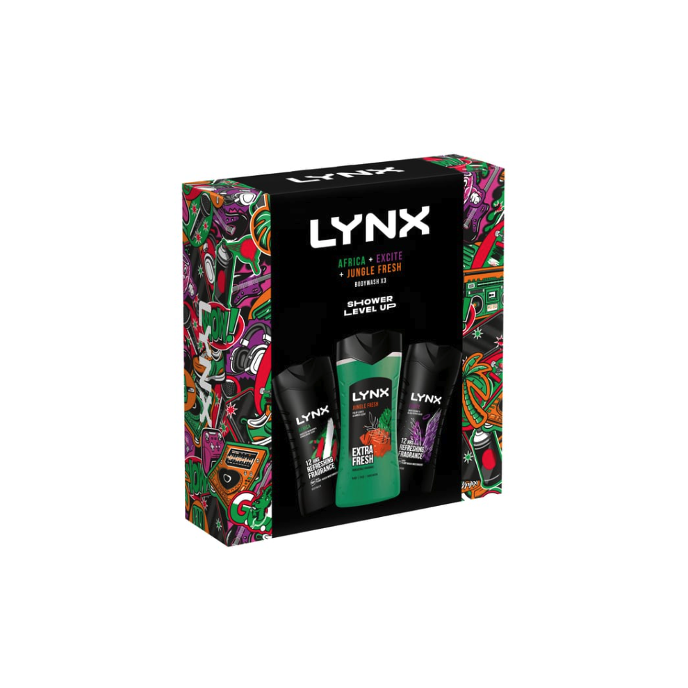 Lynx Body Wash Trio Gift Set - Shower Level Up Africa+Excite+Jungle