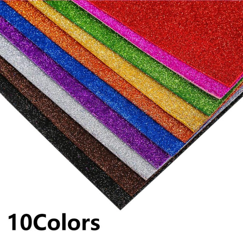 (multicolor) 10pcs Crafts Diy Handmade Material A4 Sheet Eva Foam Paper Glitter Sponge Kids