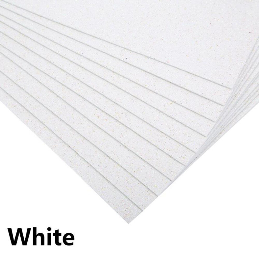 (white) 10pcs Crafts Diy Handmade Material A4 Sheet Eva Foam Paper Glitter Sponge Kids