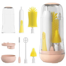 Electric Baby Bottle Brush Set, Portable Rechargeable Soft Silicone Bottle Brush Cleaner Storage Box, Baby Bottle Brush for Travel