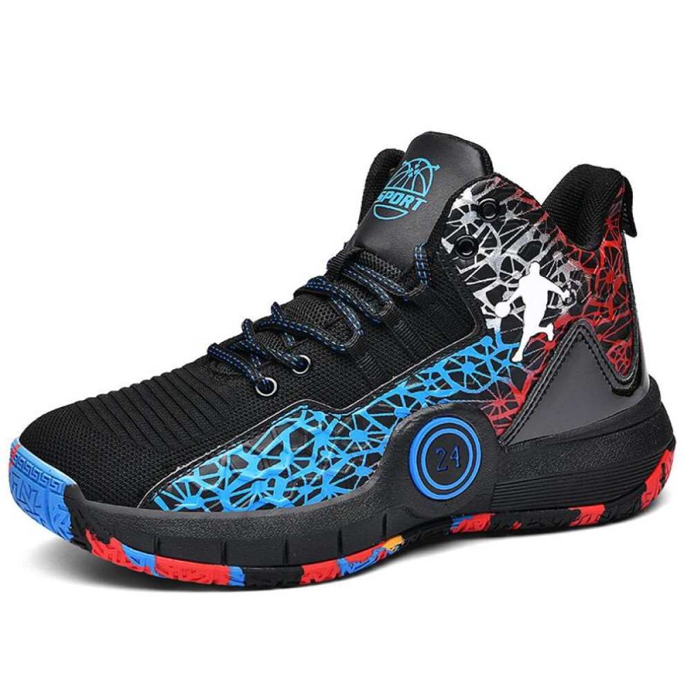 (red, 41) Basketball Shoes Men's Women's Middle High Top Thick Sole Non-slip Wear Resistant Rollover Breathable