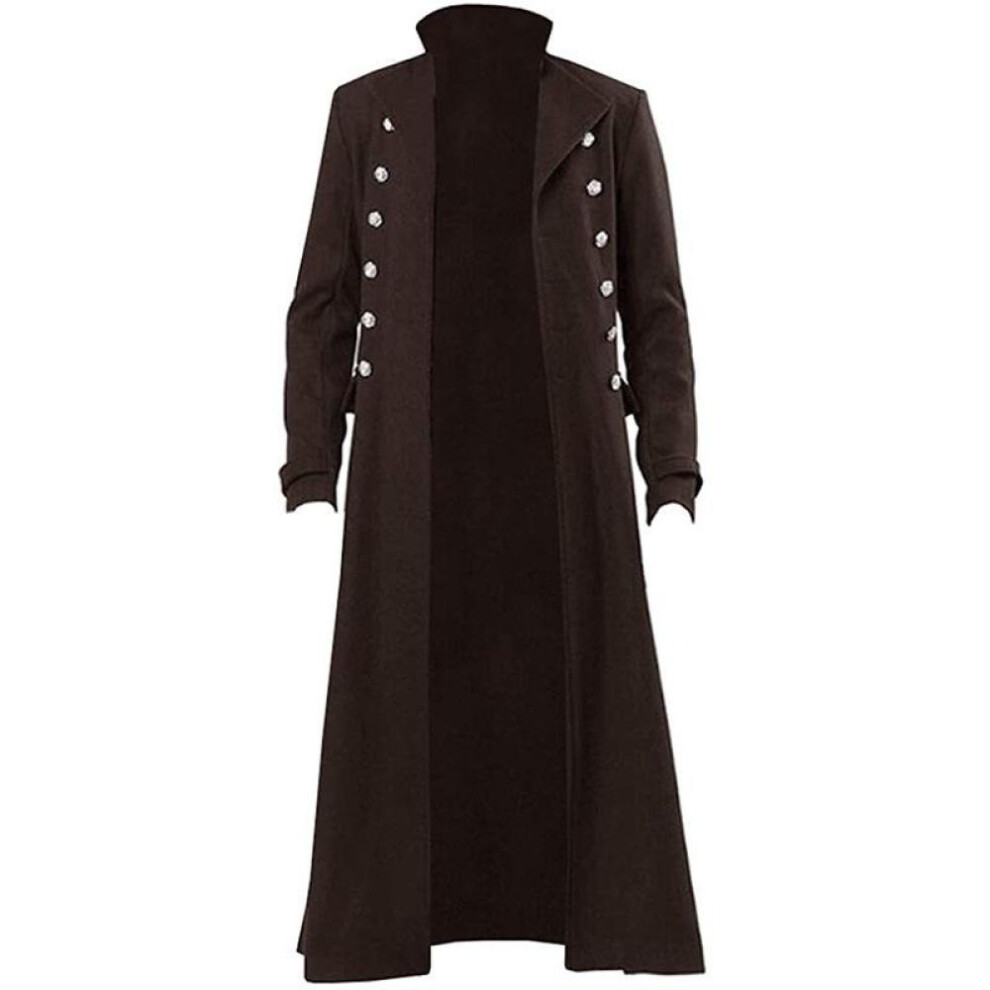 (brown, XXXL) Medieval Steampunk Retro Gothic Coat Windbreaker Jacket Victorian Uniform Long Section Men Coat Cosplay Costumes