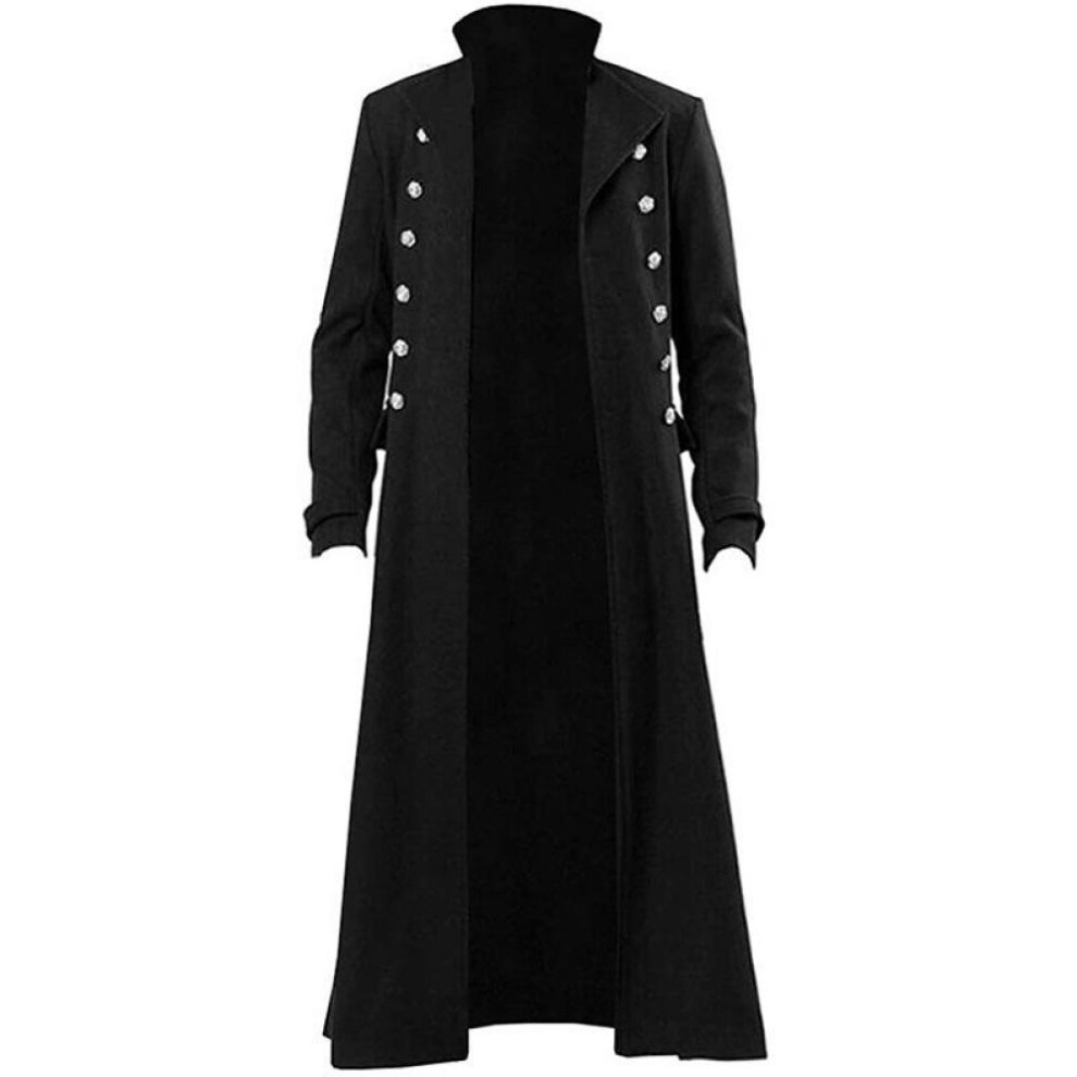 (black, S) Medieval Steampunk Retro Gothic Coat Windbreaker Jacket Victorian Uniform Long Section Men Coat Cosplay Costumes