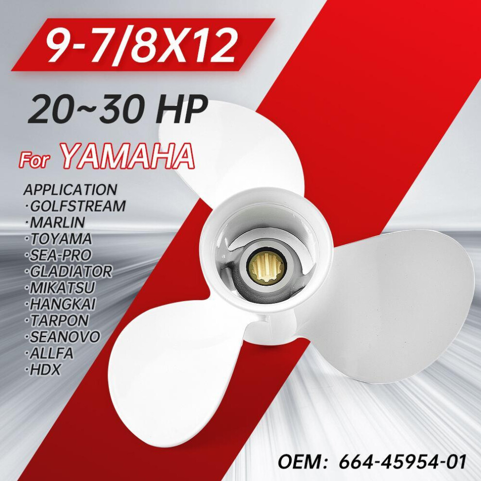 Outboard Propeller For Yamaha 20hp 25hp 30hp 9 7/8*12 Boat Motor Aluminum Alloy Screw 3 Blade 10 Spline Ship Marine Engine Part