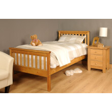 (3ft Single, Caramel) Talsi Wooden Bed Frame With Lucy Mattress | Wooden Bed Frame