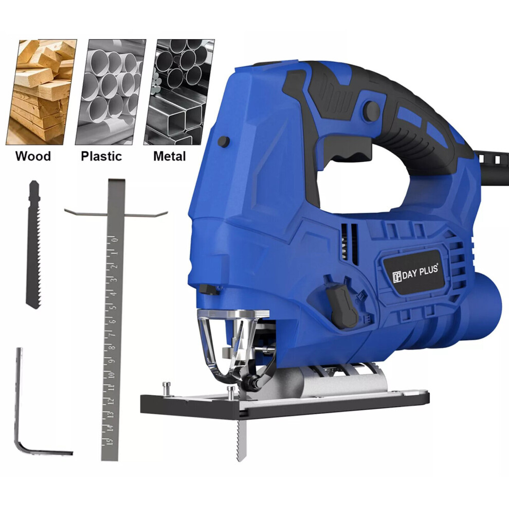 Updated Power Jigsaw with Laser Guide & LED Light 4 Stage Pendulum Action 45°Bevel Cutting Variable Speed 700W Jig Saw