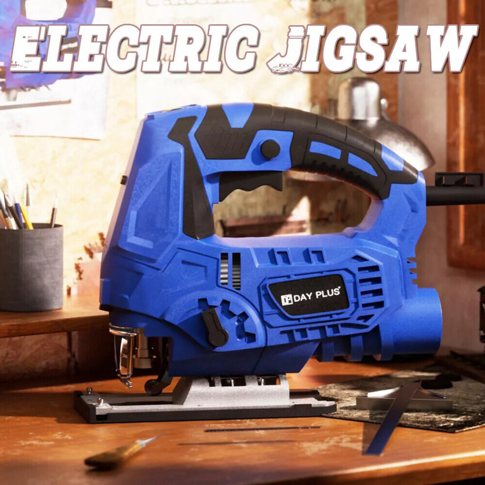 Electric Jigsaw with Laser & LED 6 Variable Speed 4 Position Orbital Action Lock-on Button Cutting Angle -45°to 45°700W 2800rpm Circular Saw Cutting