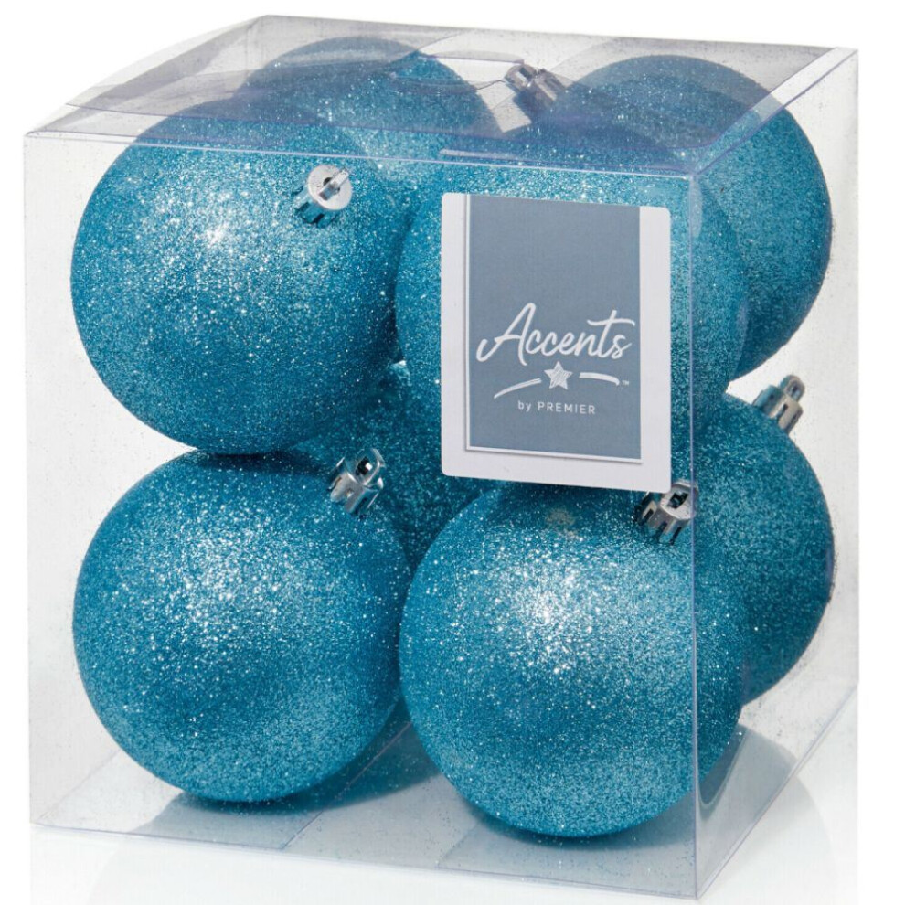 Premier Accents - Baubles - 8Cm - Ice (Pack Of 8) Blue