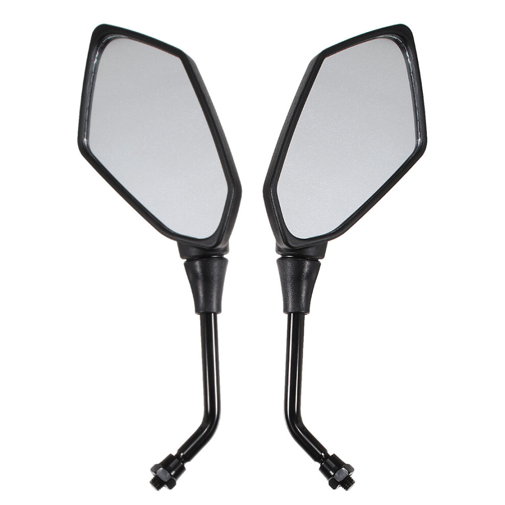 10Mm Universal Diamond Motorcycle Rear View Mirror Black 762179056942