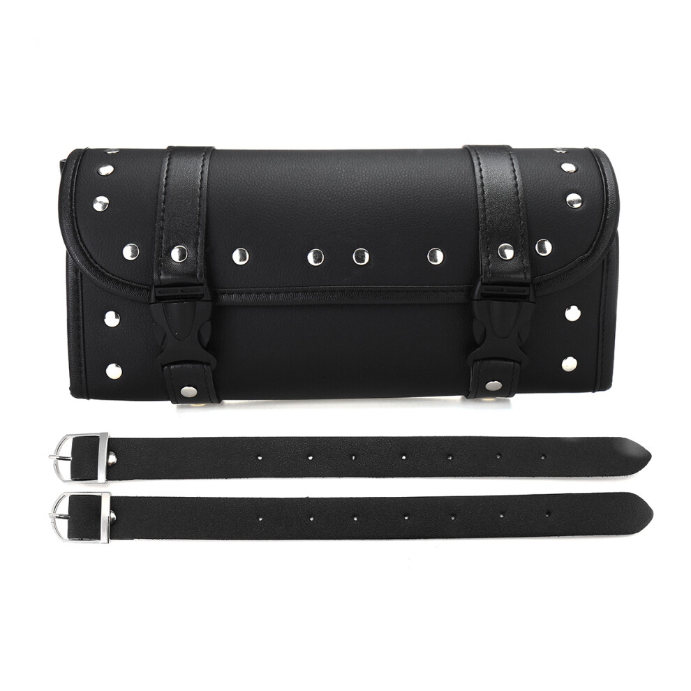 New Motorcycle Front Fork Tool Bag Pouch Luggage Saddlebag Leather Universal For Touring Black 762179070030
