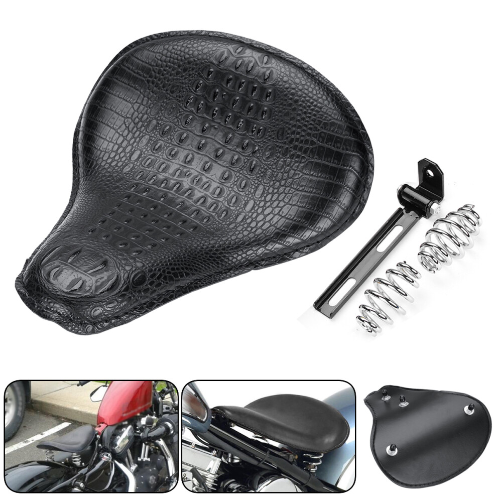 New Motorcycle Pu Leather Solo Driver Seat Cushion For Harley Chopper Bobber /Yamaha V Star Black 762179097181