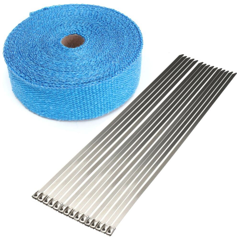 New 15M Exhaust Pipe Heat Wrap Manifold Header Insulating Wrap Roll Tape With 15 Ties 762179078524