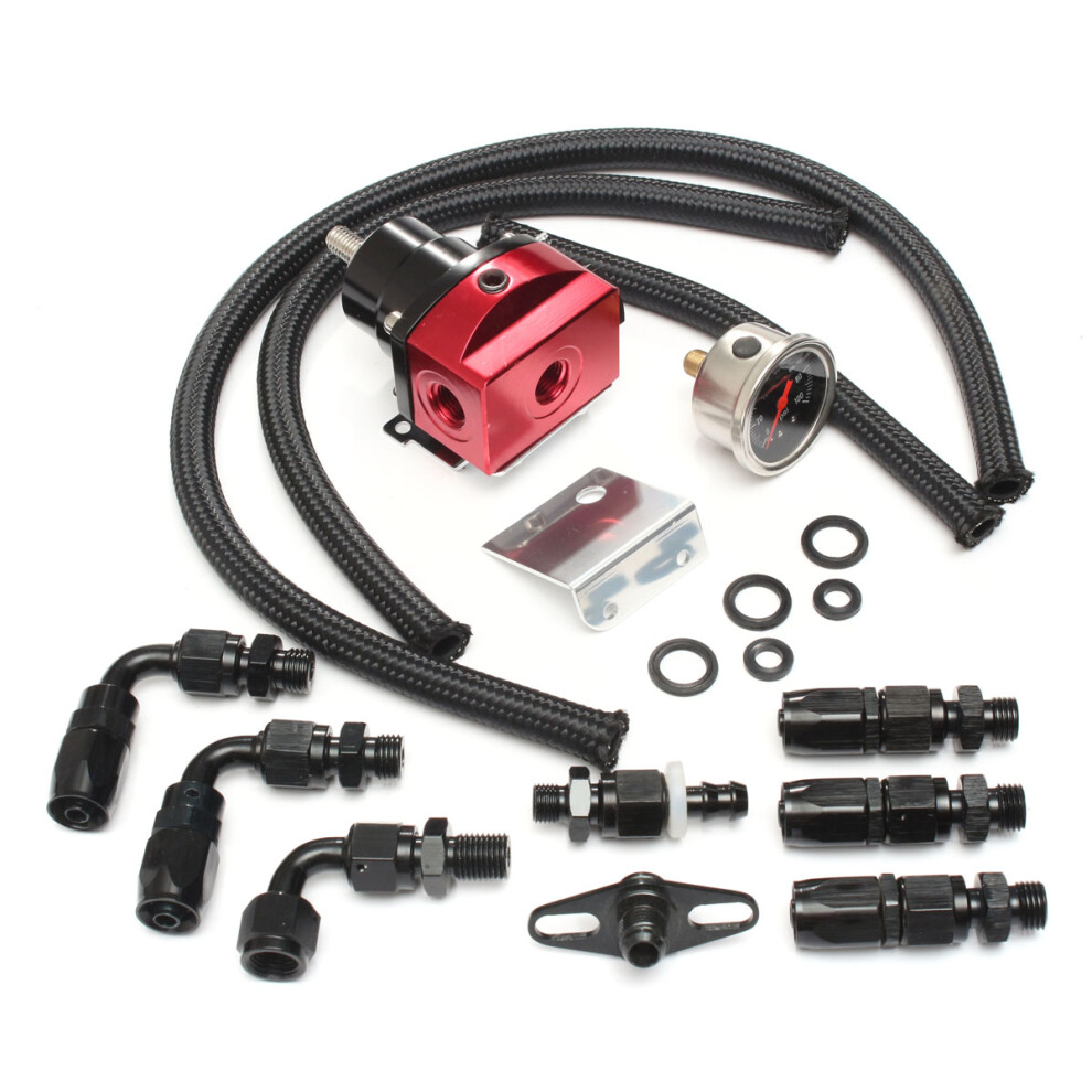 New Adjustable Fuel Pressure 160Psi Regulator Oil Gauge Hose An6 Fitting Kit Universal 762179093596