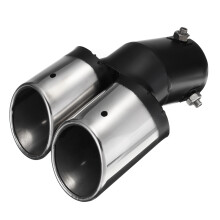 Neue universelle Edelstahl-Einlass-Schweiß-Dual-Auspuff-Ausstattung runde Spitze Endschalldämpfer-Rohr 62 mm (Farbe: Chrom)