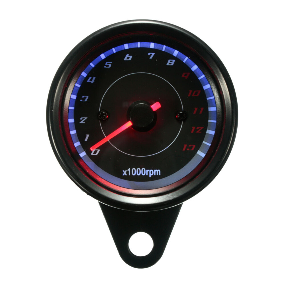 12V 13000Rpm Motorcycle + Led Tachometer Speedometer Gauge Universal Red/Blue 762179052678