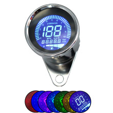 Nuevo cuentakilómetros digital de motocicleta 4 en 1 velocímetro tacómetro RPM indicador de nivel de combustible MPH KM/H 7 colores universal