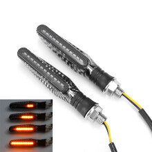 Neue 12 V 2 Stück Motorrad LED Blinker Fließende Lichter Indikatorlampen Carbonfaser-Gehäuse