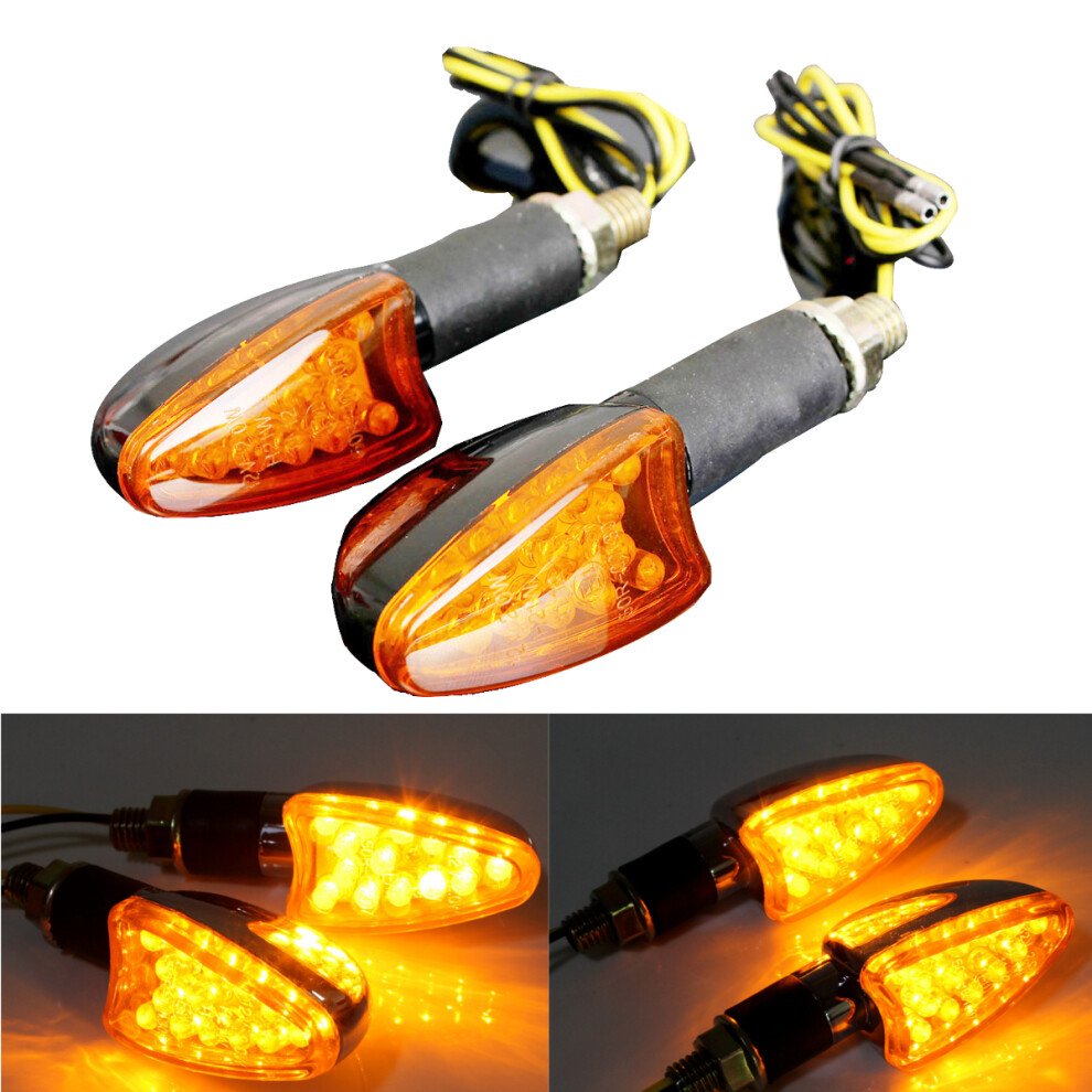 Emark 12V Universal Motorcycle 14Led Turn Signal Indicator Long Handle Light/Amber 762179042501