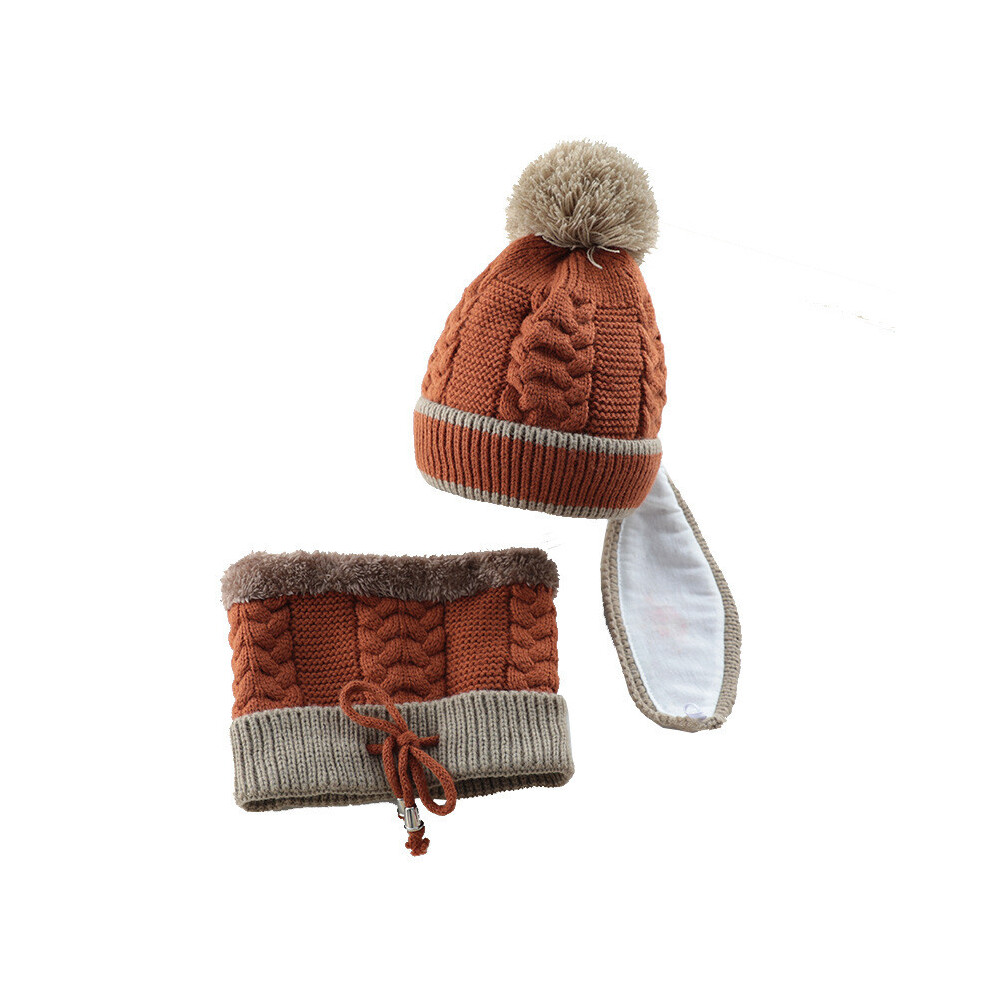 Kids Childen Girls Boys Knitted Beanie Scarf Mask Set Warm Winter Fleece Winter Ski Hat Pompom 762179053514