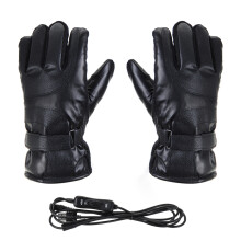 Nieuwe USB Elektrische Verwarmde Handschoenen Leer Waterdicht Thermisch Winter Warm MTB Motorfiets Zwart