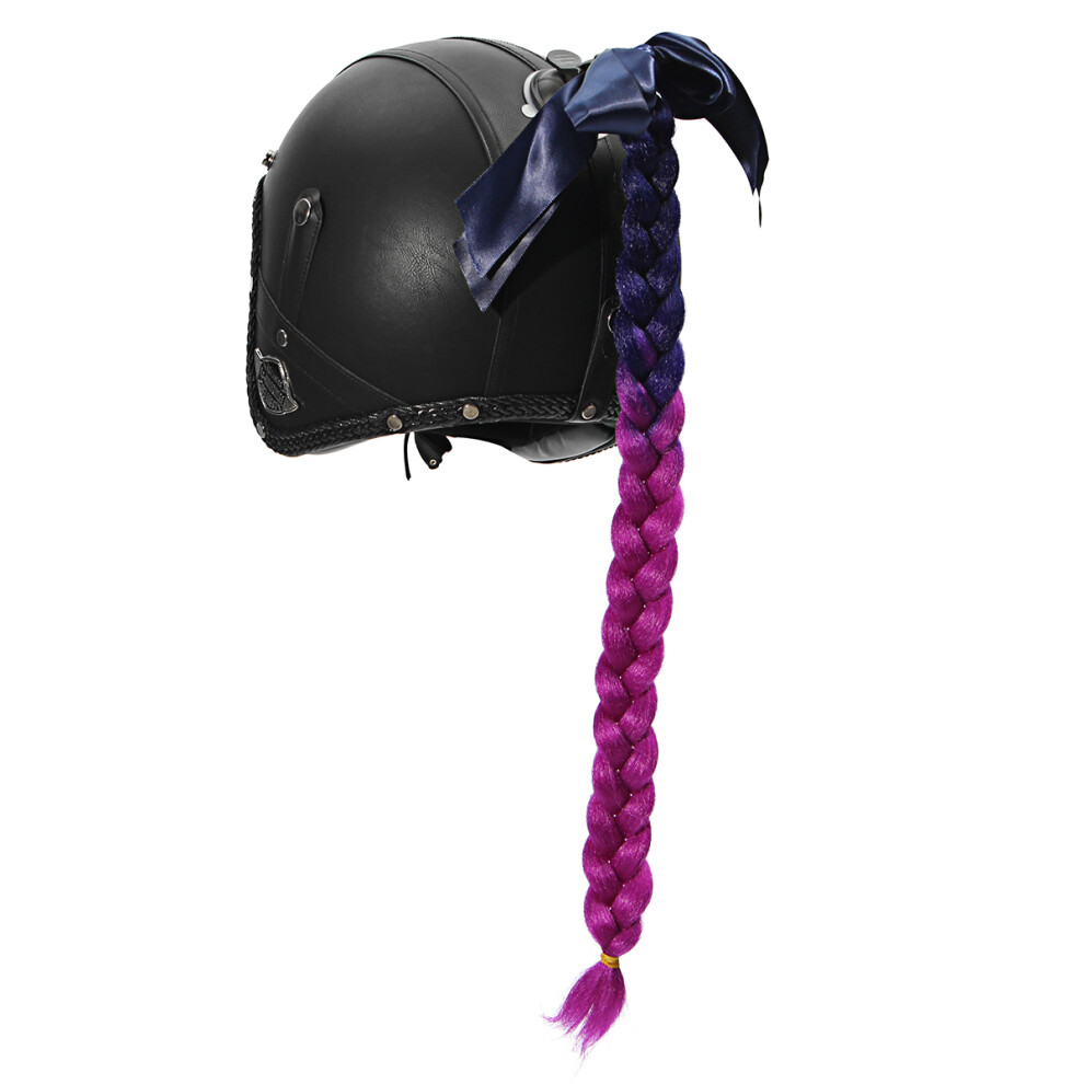 Motorcycle Gradient Ramp Helmet Braids Punk Style Twist Braid Hair Pigtail Ponytail 762179048985