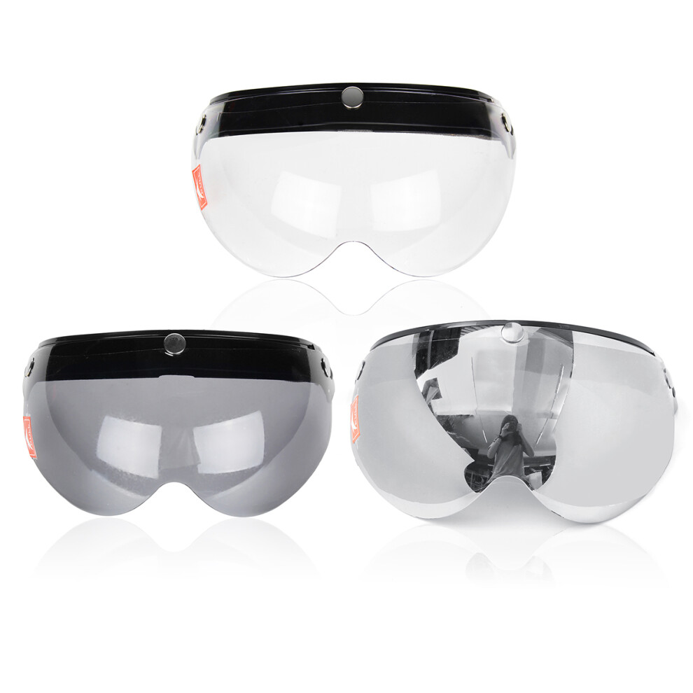 3 Snap Button Pilot-Style Universal Motorcycle Helmet Lens Shield Wind Visor 762179055761