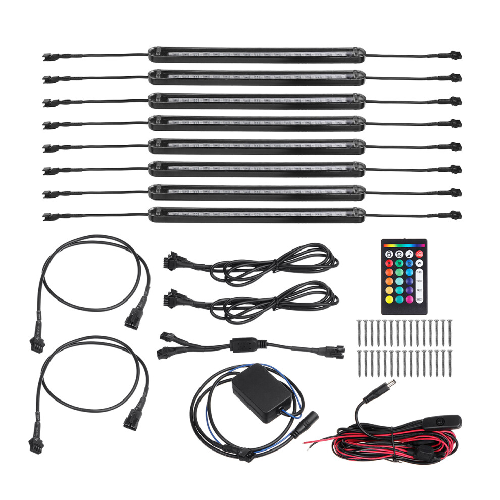 New 8Pcs App + 24 Button Remote Control Led Rock Under Car Strip Lights 18Smd 5050 Motorcycycle Underglow Underbody Rgb Color Decoration La 762179094128