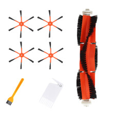 7 kappaletta kodinkoneiden osia Xiaomi Roborock S6 S55 -imuroon Oranssit sivuharjat*4 pääharja*1 valkoinen puhdistusharja*1 keltainen puhdistusha