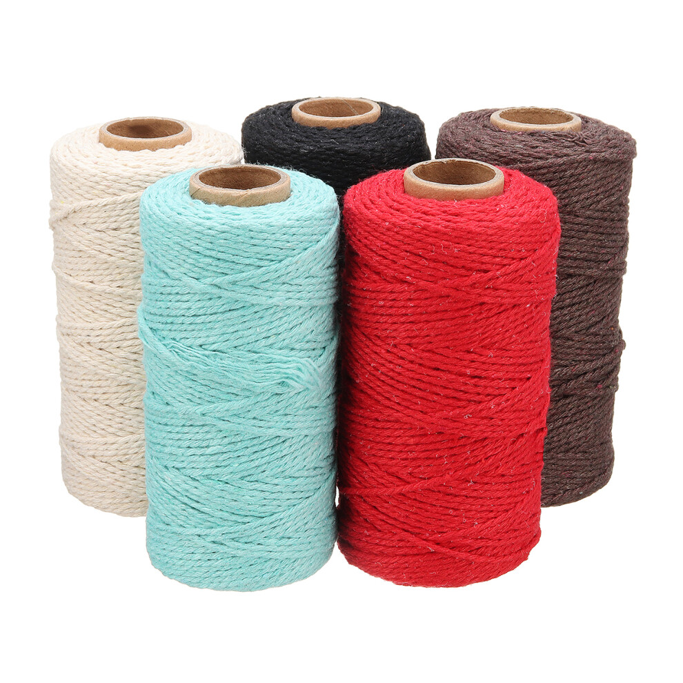 5 Kleuren 2mm Natuurlijke Katoenen Gedraaide Touw MacramÃ Linnen Jute DIY Gevlochten Draad Ambacht 100Yd