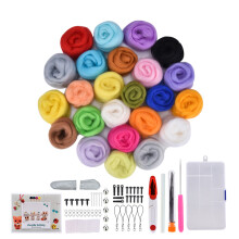 24 Farben DIY Wollfilz - Kit Nadelwerkzeug - Set Handgemachte Nadel - Filzmatte Starter - Stoff - Nähset für DIY - Filzhandwerksprojekt
