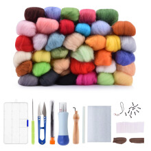 36 Farben DIY Wollfilz - Kit Nadelwerkzeug - Set Handgemachtes Nadel - Filz - Matte Starter - Stoff - Nähset mit Filzgriff Clover