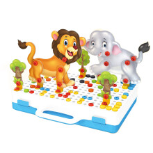 198PCS DIY Boor Schroef 3D Cartoon Dieren Elektrische Boor Assembleer Creatieve Puzzel Speelgoed Set