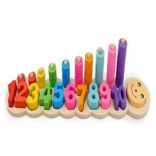 Giocattolo cognitivo a tavola logaritmica per bambini con abbinamento di forme digitali a forma di bruco di wood