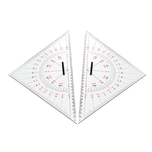 2pcs Navigation Triangular Protractor 300mm Acrylic Hypotenuse Nautical Squares