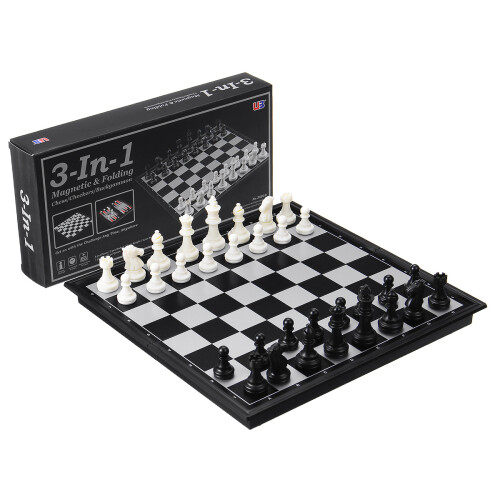 Faltbares Magnetisches Reise - Klassik - Schachset Dame Backgammon Set Urlaub 2
